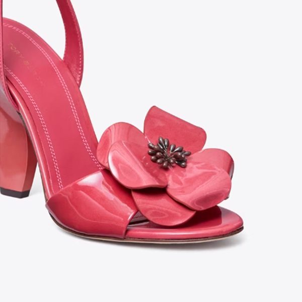 Tory Burch- Flower Heeled Sandal - Light Berry Supply