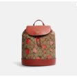 Coach- Dempsey Drawstring Backpack In Signature Canvas With Wild Strawberry Print - Gold Khaki Multi Discount