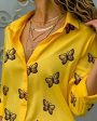 Chicme- Butterfly Print Button Design Blouse Sale