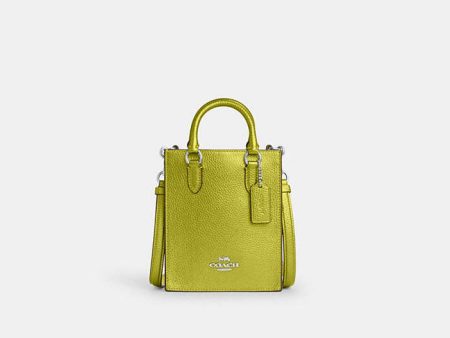 Coach- North South Mini Tote - Silver Metallic Citrine Supply