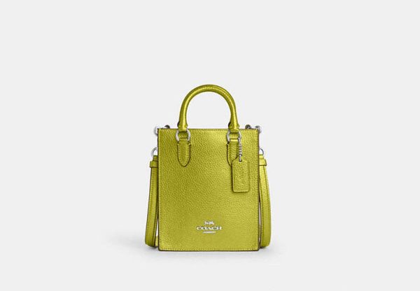 Coach- North South Mini Tote - Silver Metallic Citrine Supply