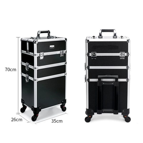 Trolley Makeup Organizer 
Aluminum Rolling Case 4 in 1 
Cosmetic Case Hairdresser Cosmetic Makeup box Fashion