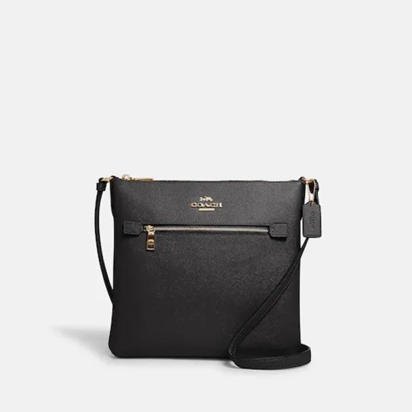 Coach- Rowan File Bag - Gold Black Fashion