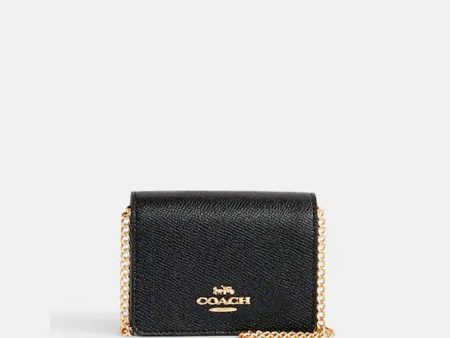 Coach- Mini Wallet On A Chain - Gold Black Sale