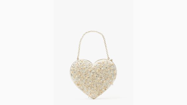 Kate Spade- Bridal Embellished 3d Heart Clutch - Multi Sale