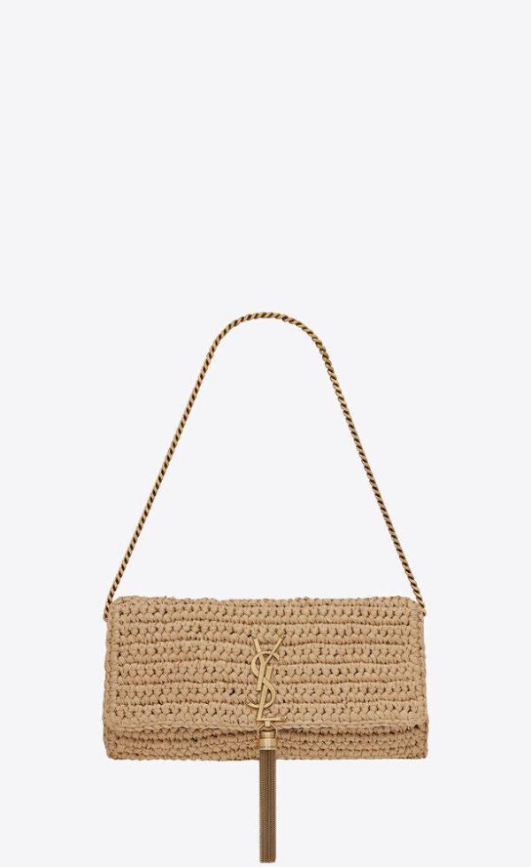 Yves Saint Laurent- KATE 99 CHAIN BAG WITH TASSEL IN RAFFIA Online Sale