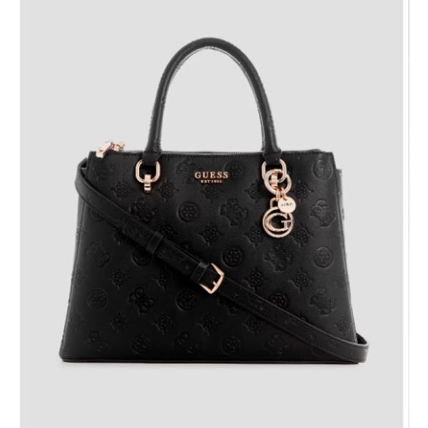 Guess- Galeria Status Satchel (Black Floral Print) Sale