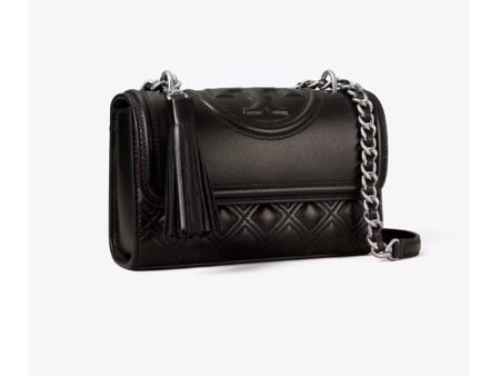 Tory Burch- Small Fleming Convertible Shoulder Bag (Black   Silver) For Discount