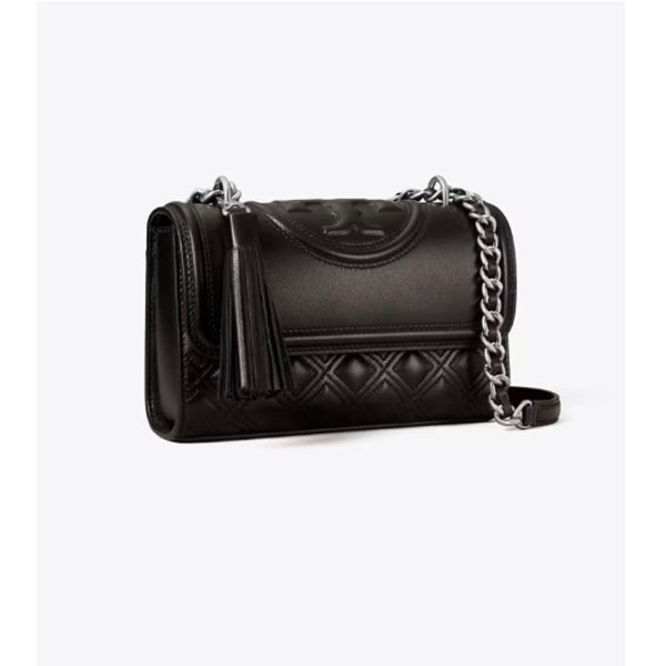 Tory Burch- Small Fleming Convertible Shoulder Bag (Black   Silver) For Discount