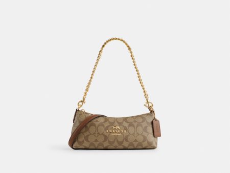 Coach- Charlotte Shoulder Bag In Signature Canvas - Gold Khaki Saddle Supply