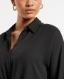 Express- Tie Front Shirt Thong Bodysuit - Pitch Black 58 on Sale