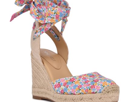 Ninewest- Friend Ankle Wrap Espadrille Wedge Sandals (DITZY FLORAL) on Sale