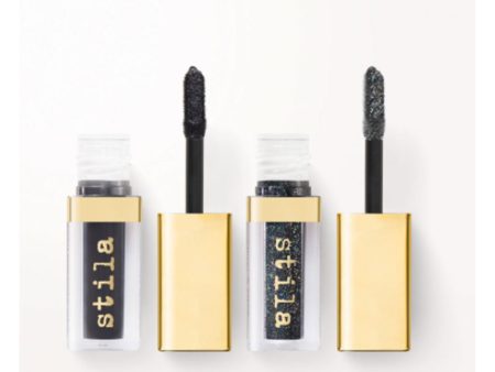 Stilacosmetics- Double Dip Suede Shade & Glitter & Glow Liquid Eye Shadows (Black Out) on Sale