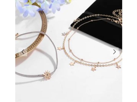 Zaful- Multilayered Star Pendant Choker Necklace - Gold Fashion