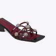 Tory Burch- Crystal Bobble Heeled Mule Sandal - Plum   Plum Cheap