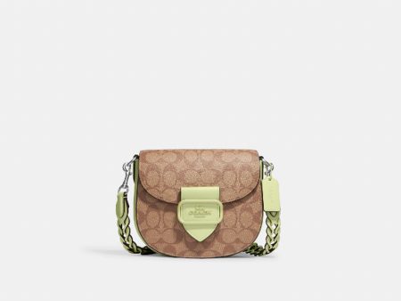 Coach- Morgan Saddle Bag In Signature Canvas (Silver Khaki Pale Lime) on Sale