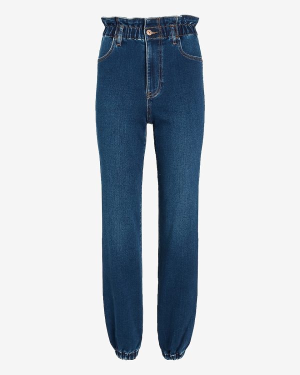 Express- Super High Waisted Elastic Waist Jogger Jeans on Sale