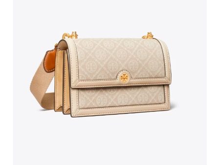 Tory Burch- Small T Monogram Shoulder Bag (Ivory) on Sale