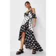 Missguided- Black Polka Dot Ruffle Wrap Maxi Dress Discount