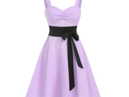 Rosegal- Colorblock Bowknot A Line Dress For Cheap