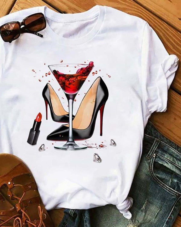 Chicme- Graphic Print Short Sleeve Casual T-Shirt Hot on Sale