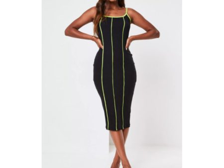 Missguided- Black Contrast Piping Ribbed Midaxi Dress For Sale