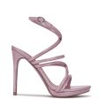 Ninewest- Lexy Ankle Strap Heeled Sandals (PINK GLITTER) Supply