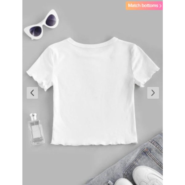 Zaful- Sun And Moon Letter Print Crop Tee - White Sale