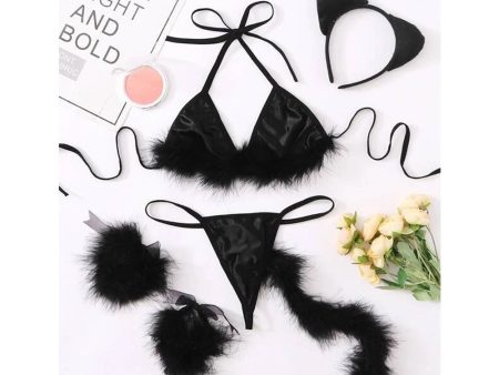 Romwe- 6pack Fluffy Triangle Thong Rabbit Sexy Costume Fashion