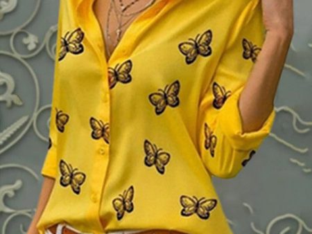 Chicme- Butterfly Print Button Design Blouse Sale