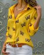 Chicme- Butterfly Print Button Design Blouse Sale