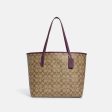 Coach- City Tote In Signature Canvas (Im Khaki Boysenberry) For Sale