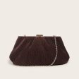 Guess- Brielle Satin Clutch (Brown Leather) Online Sale