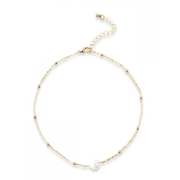 Zaful- Faux Pearl Collarbone Necklace - Golden Sale