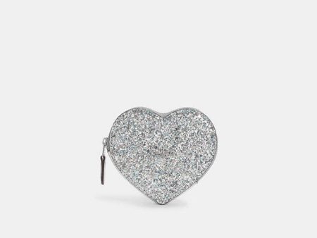 Coach- Heart Coin Case - Silver Silver Online