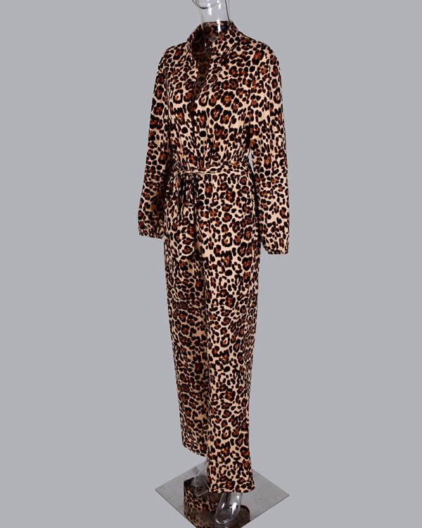 Chicme- Leopard Print Button Design Wide Leg Jumpsuit Online now