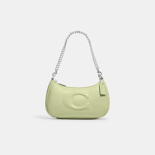 Coach- Teri Shoulder Bag With Signature Quilting (Silver Pale Lime) Supply