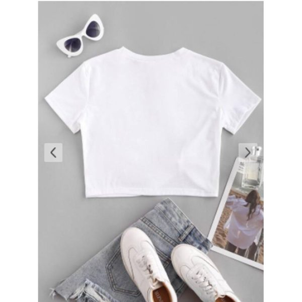 Zaful- Twisted Short Sleeve Crop Tee - White For Discount