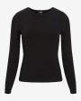 Express- Supersoft Crew Neck Long Sleeve Tee - Pitch Black 58 Cheap