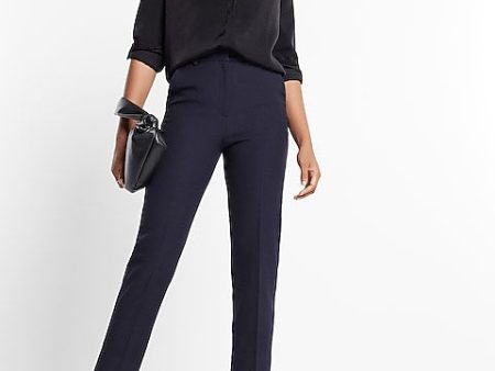 Express- Editor Super High Waisted Straight Ankle Pant - Navy Blue 813 Sale