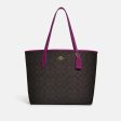 Coach- City Tote In Signature Canvas (Im Brown Dark Magenta) Online Hot Sale