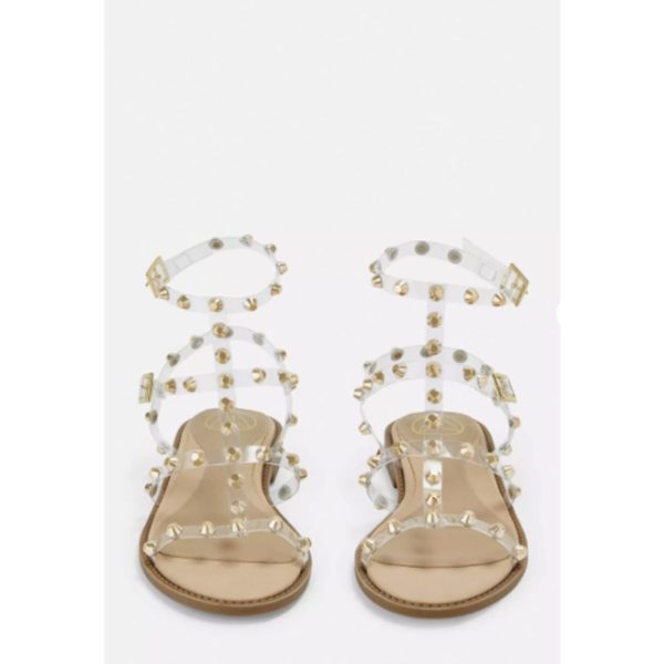 Missguided- Gold Look Clear Dome Stud Gladiator Sandals Hot on Sale