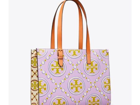 Tory Burch- Small T Monogram Contrast Embossed Tote (Lavender Cloud   New Ivory) Sale