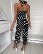 Chicme- Polkadot Print Halter Backless Wide Leg Jumpsuit Fashion