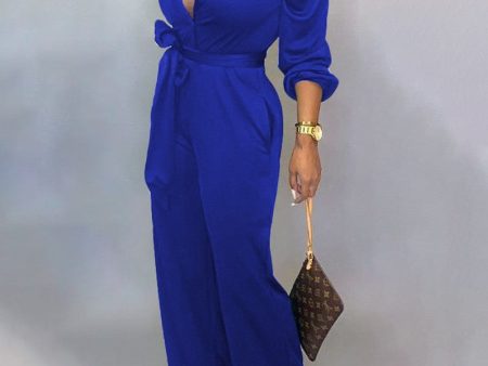 Chicme- Solid Buttoned Pocket Casual Jumpsuit (BLUE) Discount