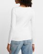 Express- Supersoft Fitted V-Neck Long Sleeve Tee - White 1 Sale