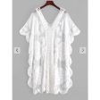 Zaful- Embroidered Sheer Mesh Kaftan Dress - White For Sale