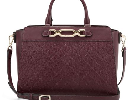 Ninewest- Juliette Jet Set Satchel (Boysenberry Logo) Online now