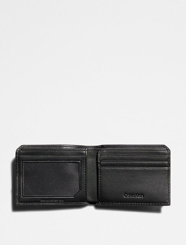 Calvin Klein- Pebble Leather Slim Bifold Wallet - Black Beauty Cheap