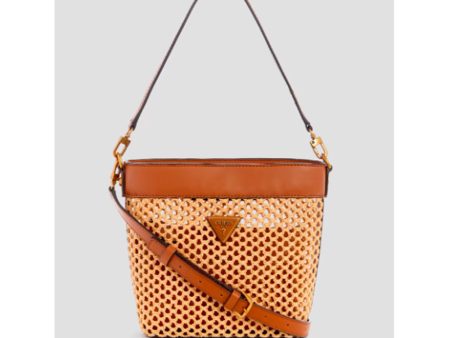 Guess- Vikky Straw Bucket Bag (Cognac) Supply